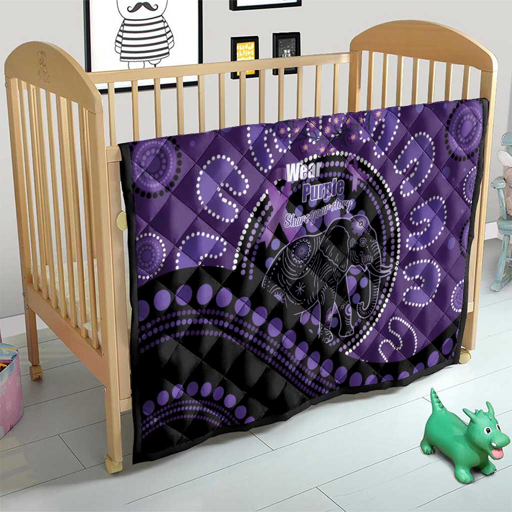 Australia Alzheimer's and Brain Awareness Quilt Elephant Forget-Me-Not Aboriginal Art
