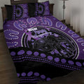 Australia Alzheimer's and Brain Awareness Quilt Bed Set Elephant Forget-Me-Not Aboriginal Art