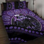 Australia Alzheimer's and Brain Awareness Quilt Bed Set Elephant Forget-Me-Not Aboriginal Art