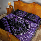 Australia Alzheimer's and Brain Awareness Quilt Bed Set Elephant Forget-Me-Not Aboriginal Art