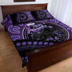 Australia Alzheimer's and Brain Awareness Quilt Bed Set Elephant Forget-Me-Not Aboriginal Art
