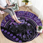 Australia Alzheimer's and Brain Awareness Round Carpet Elephant Forget-Me-Not Aboriginal Art