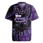 Australia Alzheimer's and Brain Awareness Personalised Rugby Jersey Elephant Forget-Me-Not Aboriginal Art
