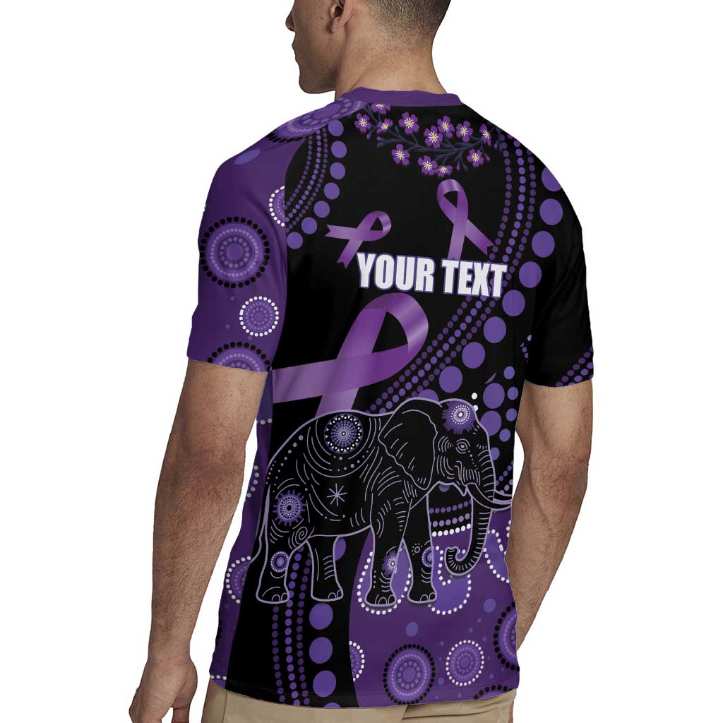 Australia Alzheimer's and Brain Awareness Personalised Rugby Jersey Elephant Forget-Me-Not Aboriginal Art