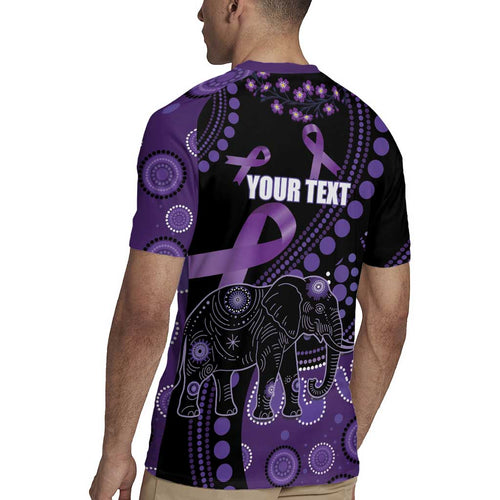 Australia Alzheimer's and Brain Awareness Personalised Rugby Jersey Elephant Forget-Me-Not Aboriginal Art