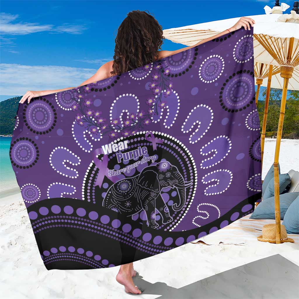 Australia Alzheimer's and Brain Awareness Sarong Elephant Forget-Me-Not Aboriginal Art