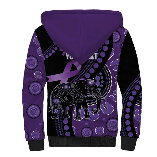 Australia Alzheimer's and Brain Awareness Personalised Sherpa Hoodie Elephant Forget-Me-Not Aboriginal Art