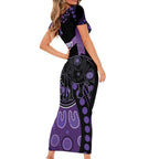 Australia Alzheimer's and Brain Awareness Personalised Short Sleeve Bodycon Dress Elephant Forget-Me-Not Aboriginal Art
