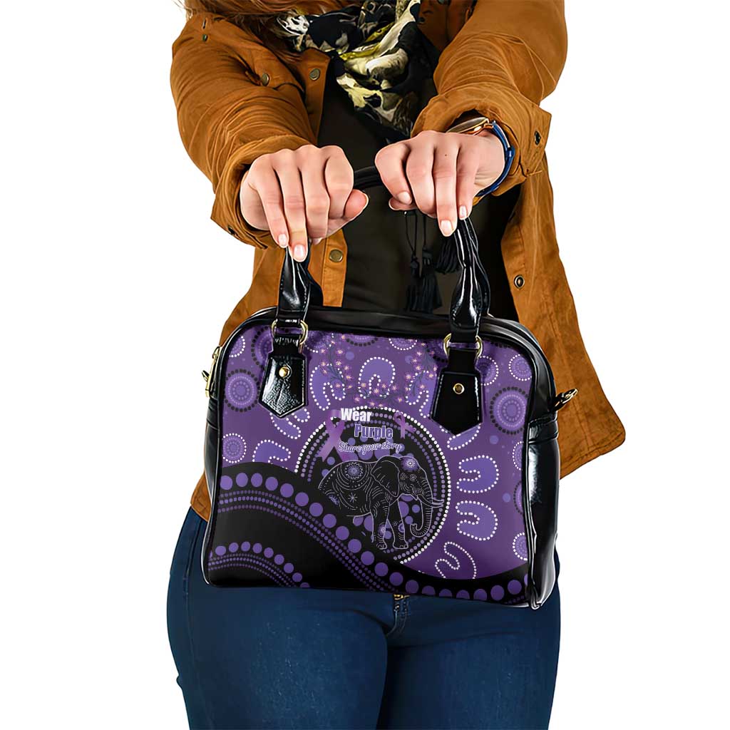 Australia Alzheimer's and Brain Awareness Shoulder Handbag Elephant Forget-Me-Not Aboriginal Art