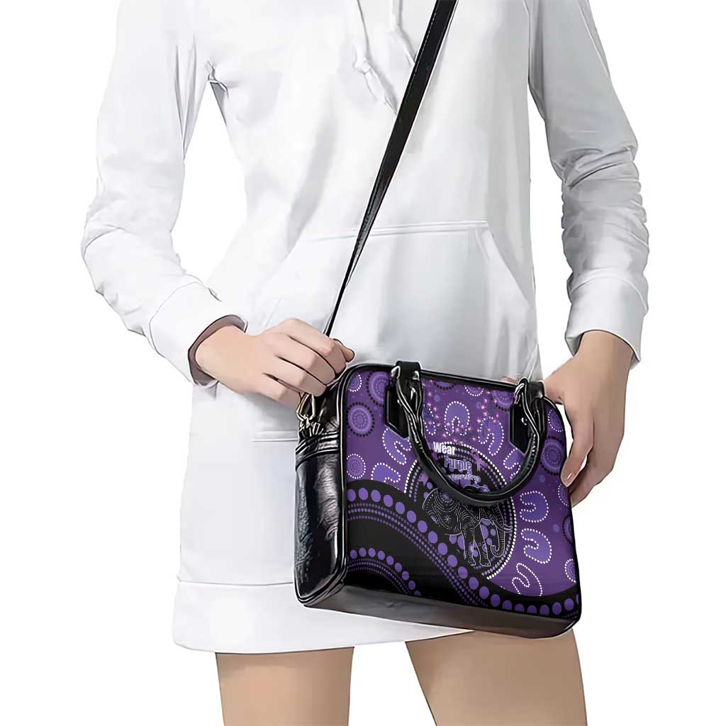 Australia Alzheimer's and Brain Awareness Shoulder Handbag Elephant Forget-Me-Not Aboriginal Art