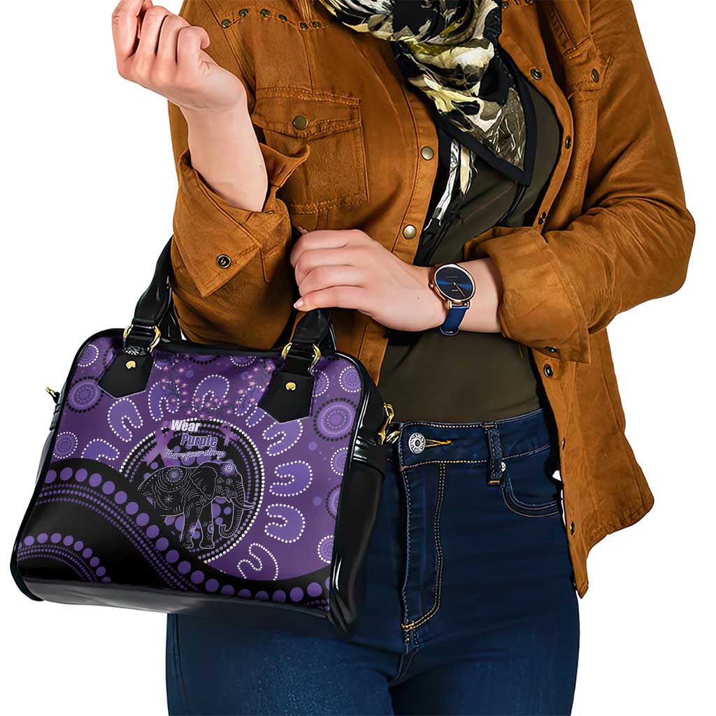 Australia Alzheimer's and Brain Awareness Shoulder Handbag Elephant Forget-Me-Not Aboriginal Art