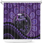 Australia Alzheimer's and Brain Awareness Shower Curtain Elephant Forget-Me-Not Aboriginal Art