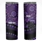 Australia Alzheimer's and Brain Awareness Personalised Skinny Tumbler Elephant Forget-Me-Not Aboriginal Art