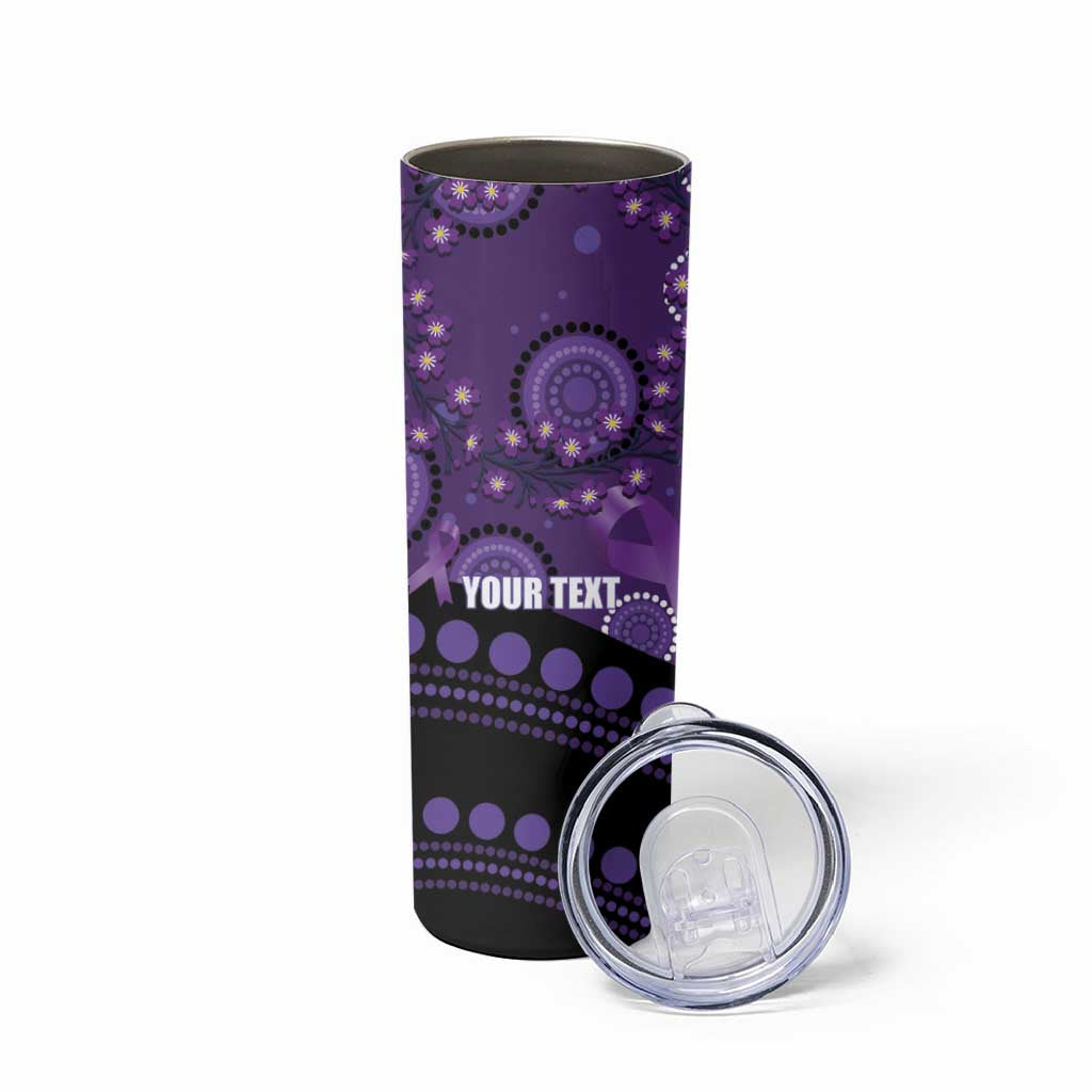 Australia Alzheimer's and Brain Awareness Personalised Skinny Tumbler Elephant Forget-Me-Not Aboriginal Art