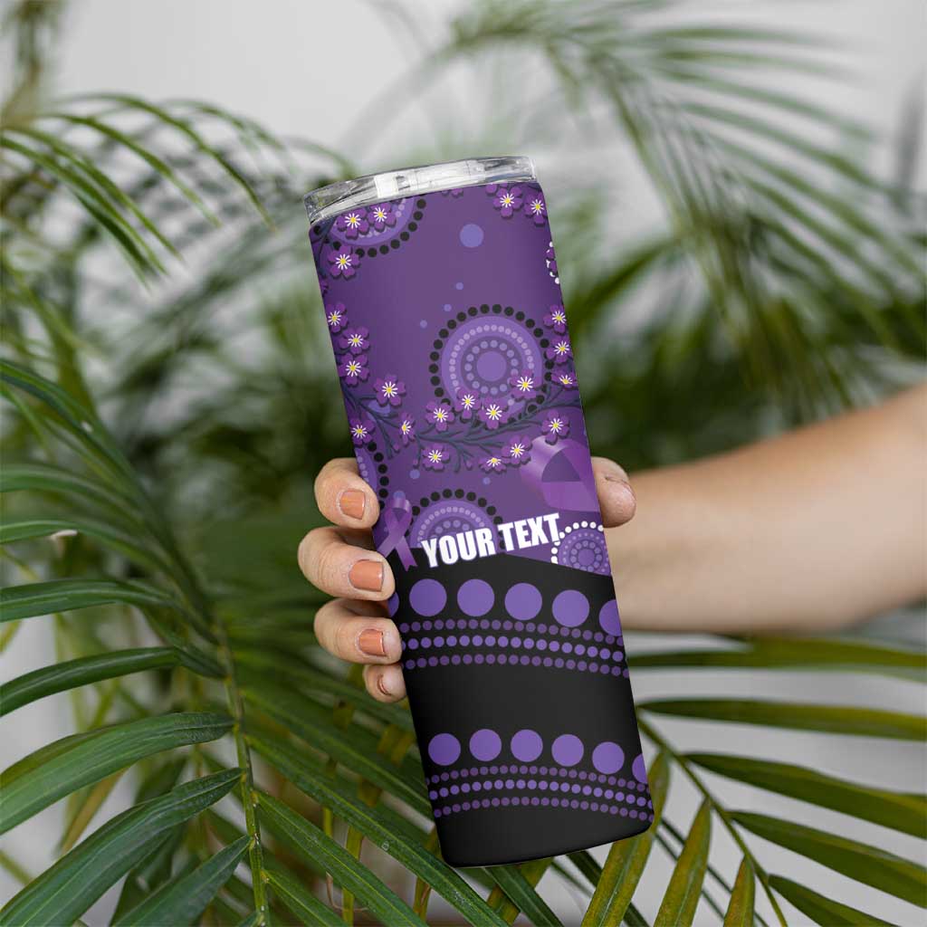 Australia Alzheimer's and Brain Awareness Personalised Skinny Tumbler Elephant Forget-Me-Not Aboriginal Art