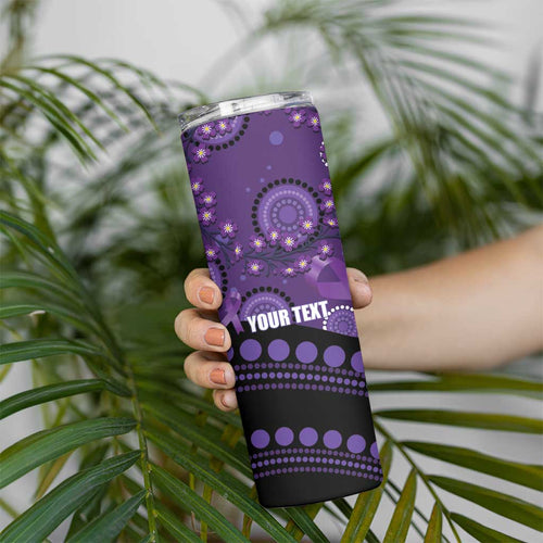 Australia Alzheimer's and Brain Awareness Personalised Skinny Tumbler Elephant Forget-Me-Not Aboriginal Art