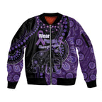 Australia Alzheimer's and Brain Awareness Personalised Sleeve Zip Bomber Jacket Elephant Forget-Me-Not Aboriginal Art