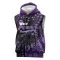 Australia Alzheimer's and Brain Awareness Personalised Sleeveless Hoodie Elephant Forget-Me-Not Aboriginal Art