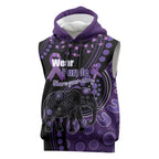 Australia Alzheimer's and Brain Awareness Personalised Sleeveless Hoodie Elephant Forget-Me-Not Aboriginal Art