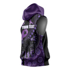 Australia Alzheimer's and Brain Awareness Personalised Sleeveless Hoodie Elephant Forget-Me-Not Aboriginal Art