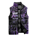 Australia Alzheimer's and Brain Awareness Personalised Sleeveless Puffer Jacket Elephant Forget-Me-Not Aboriginal Art