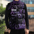 Australia Alzheimer's and Brain Awareness Personalised Sleeveless Puffer Jacket Elephant Forget-Me-Not Aboriginal Art