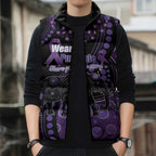 Australia Alzheimer's and Brain Awareness Personalised Sleeveless Puffer Jacket Elephant Forget-Me-Not Aboriginal Art