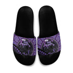 Australia Alzheimer's and Brain Awareness Slide Sandals Elephant Forget-Me-Not Aboriginal Art