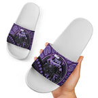 Australia Alzheimer's and Brain Awareness Slide Sandals Elephant Forget-Me-Not Aboriginal Art