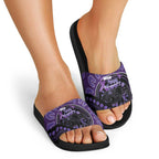 Australia Alzheimer's and Brain Awareness Slide Sandals Elephant Forget-Me-Not Aboriginal Art