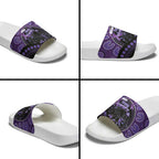 Australia Alzheimer's and Brain Awareness Slide Sandals Elephant Forget-Me-Not Aboriginal Art
