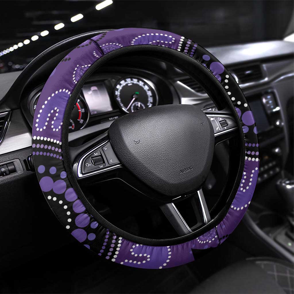 Australia Alzheimer's and Brain Awareness Steering Wheel Cover Elephant Forget-Me-Not Aboriginal Art