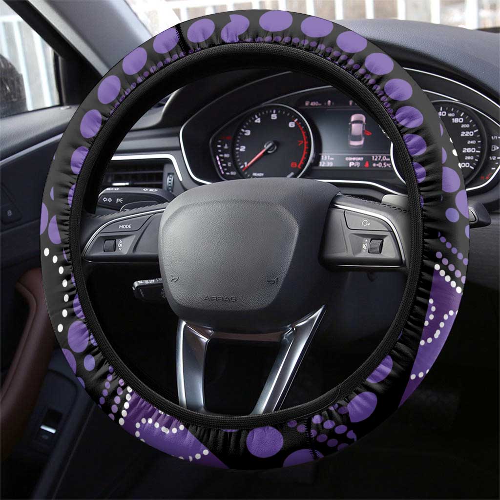 Australia Alzheimer's and Brain Awareness Steering Wheel Cover Elephant Forget-Me-Not Aboriginal Art