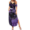 Australia Alzheimer's and Brain Awareness Personalised Summer Maxi Dress Elephant Forget-Me-Not Aboriginal Art