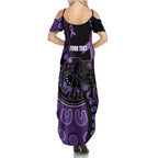 Australia Alzheimer's and Brain Awareness Personalised Summer Maxi Dress Elephant Forget-Me-Not Aboriginal Art