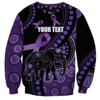 Australia Alzheimer's and Brain Awareness Personalised Sweatshirt Elephant Forget-Me-Not Aboriginal Art