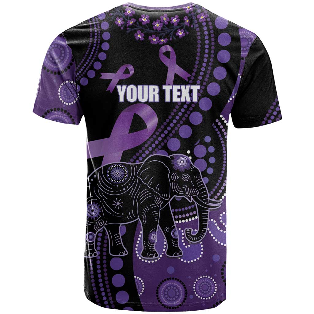 Australia Alzheimer's and Brain Awareness Personalised T Shirt Elephant Forget-Me-Not Aboriginal Art