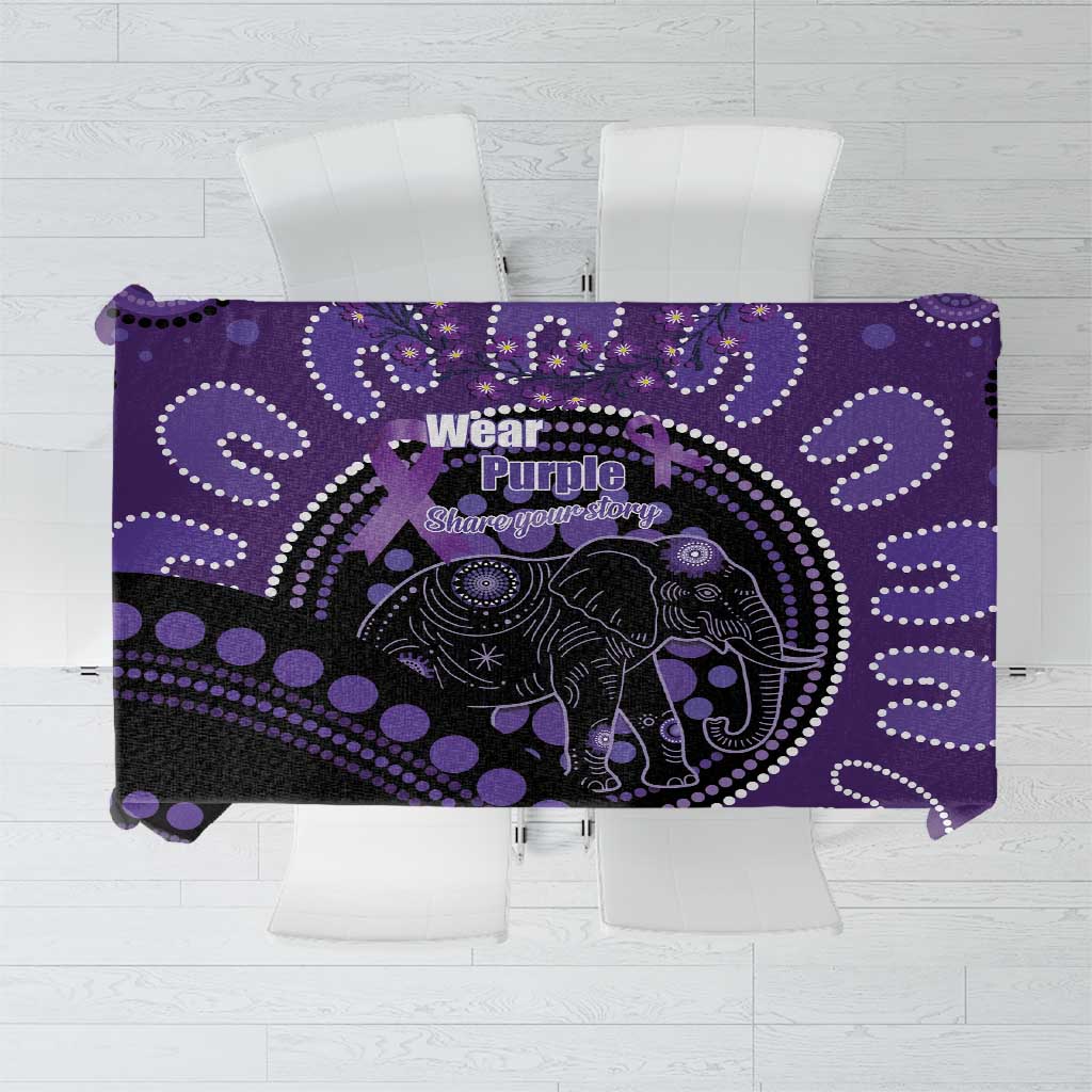 Australia Alzheimer's and Brain Awareness Tablecloth Elephant Forget-Me-Not Aboriginal Art