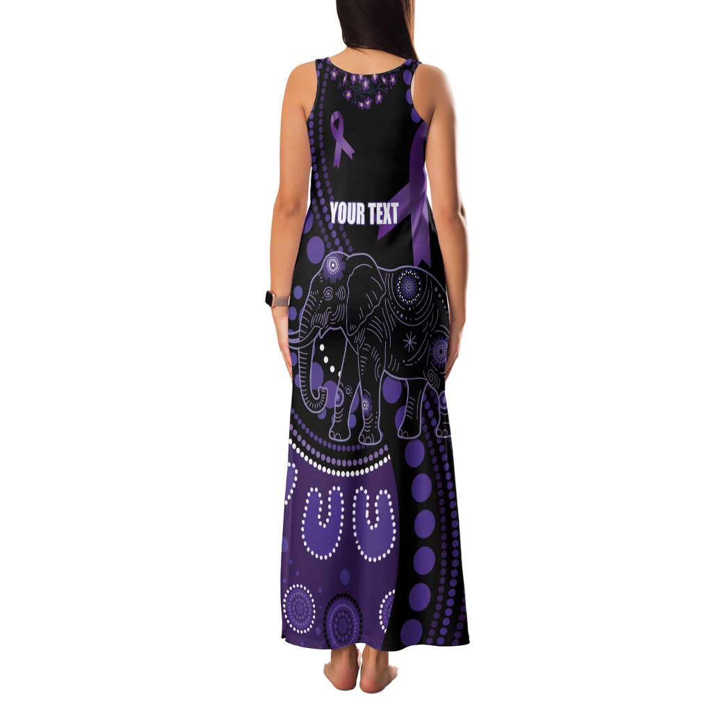 Australia Alzheimer's and Brain Awareness Personalised Tank Maxi Dress Elephant Forget-Me-Not Aboriginal Art