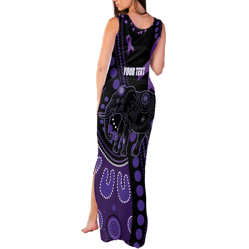 Australia Alzheimer's and Brain Awareness Personalised Tank Maxi Dress Elephant Forget-Me-Not Aboriginal Art
