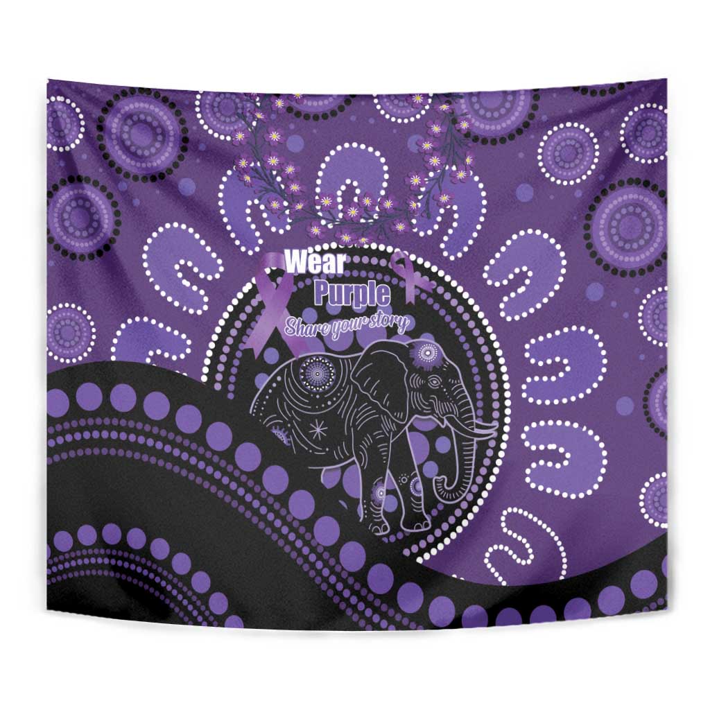Australia Alzheimer's and Brain Awareness Tapestry Elephant Forget-Me-Not Aboriginal Art