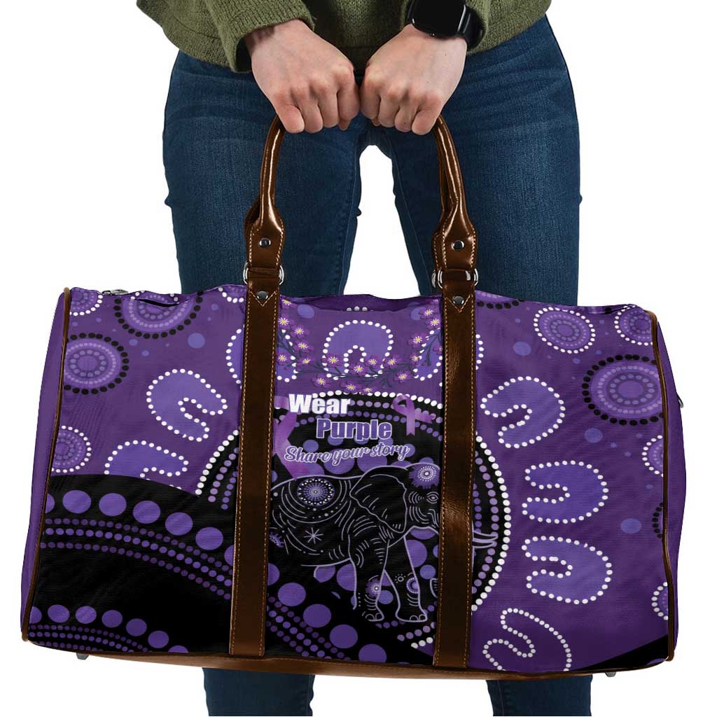 Australia Alzheimer's and Brain Awareness Travel Bag Elephant Forget-Me-Not Aboriginal Art