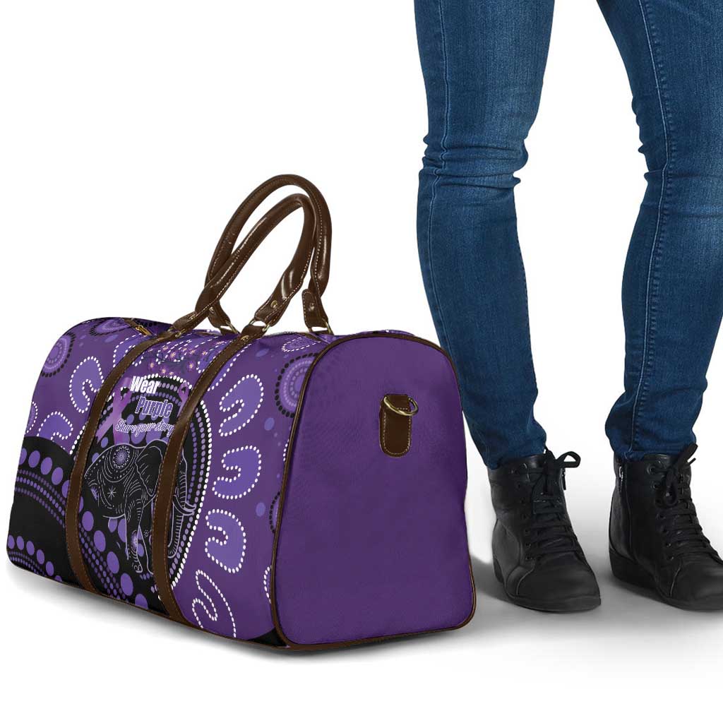 Australia Alzheimer's and Brain Awareness Travel Bag Elephant Forget-Me-Not Aboriginal Art