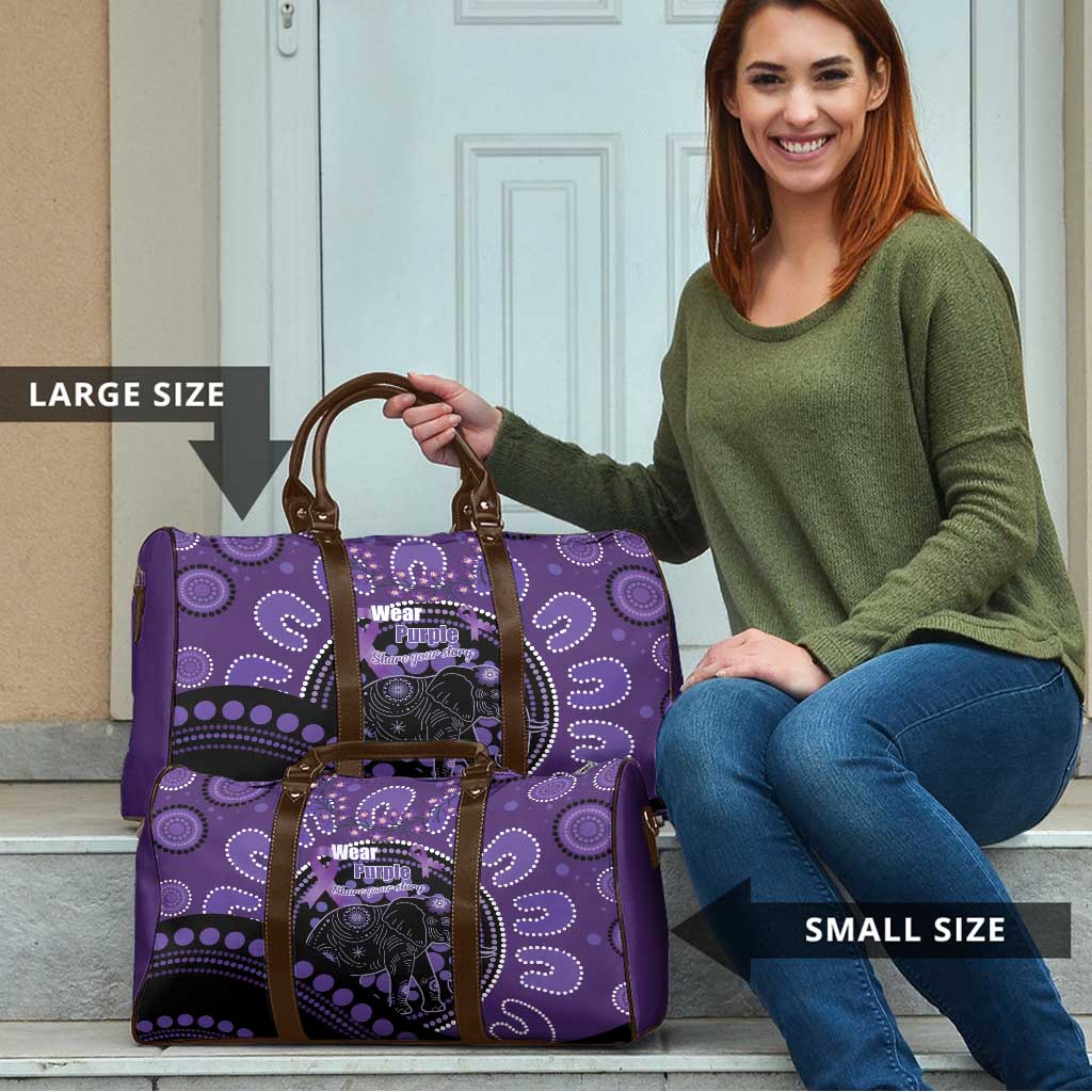 Australia Alzheimer's and Brain Awareness Travel Bag Elephant Forget-Me-Not Aboriginal Art