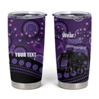 Australia Alzheimer's and Brain Awareness Personalised Tumbler Cup Elephant Forget-Me-Not Aboriginal Art
