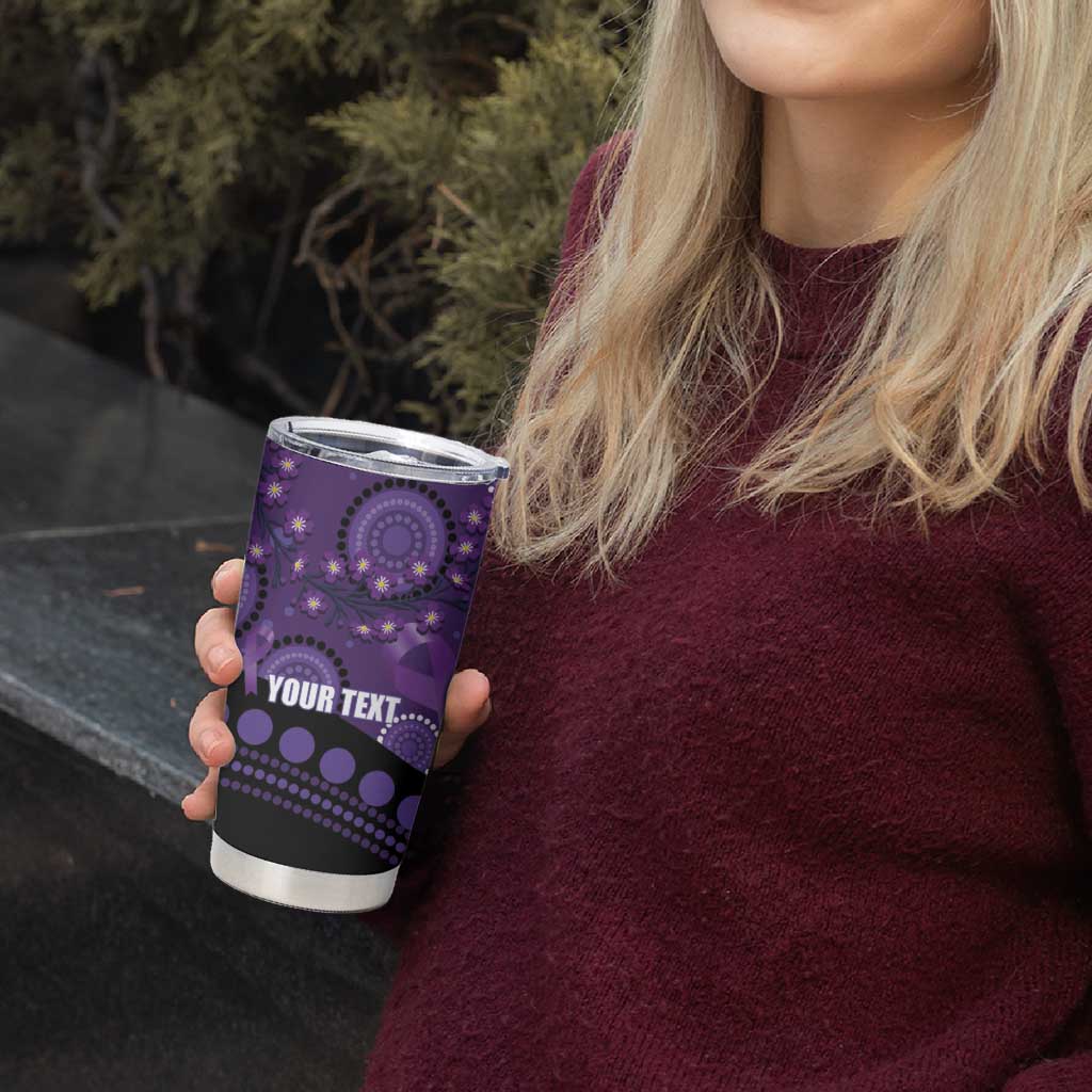 Australia Alzheimer's and Brain Awareness Personalised Tumbler Cup Elephant Forget-Me-Not Aboriginal Art