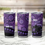 Australia Alzheimer's and Brain Awareness Personalised Tumbler Cup Elephant Forget-Me-Not Aboriginal Art