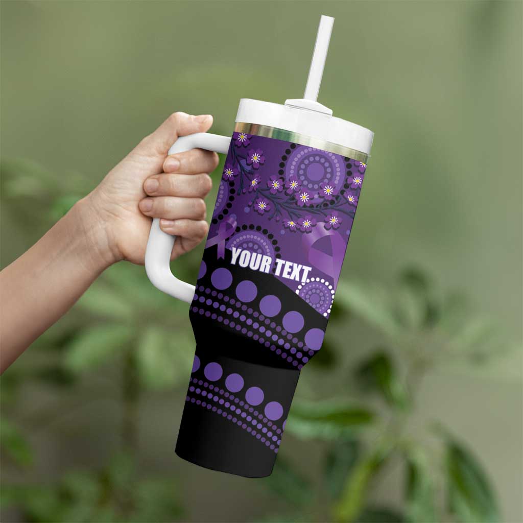 Australia Alzheimer's and Brain Awareness Personalised Tumbler With Handle Elephant Forget-Me-Not Aboriginal Art