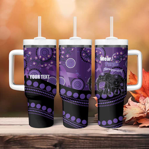 Australia Alzheimer's and Brain Awareness Personalised Tumbler With Handle Elephant Forget-Me-Not Aboriginal Art