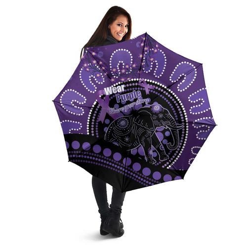 Australia Alzheimer's and Brain Awareness Umbrella Elephant Forget-Me-Not Aboriginal Art